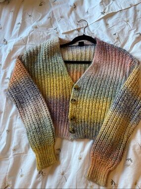 Urban Outfitters Pastel Multicolor Chunky Knit Cardigan